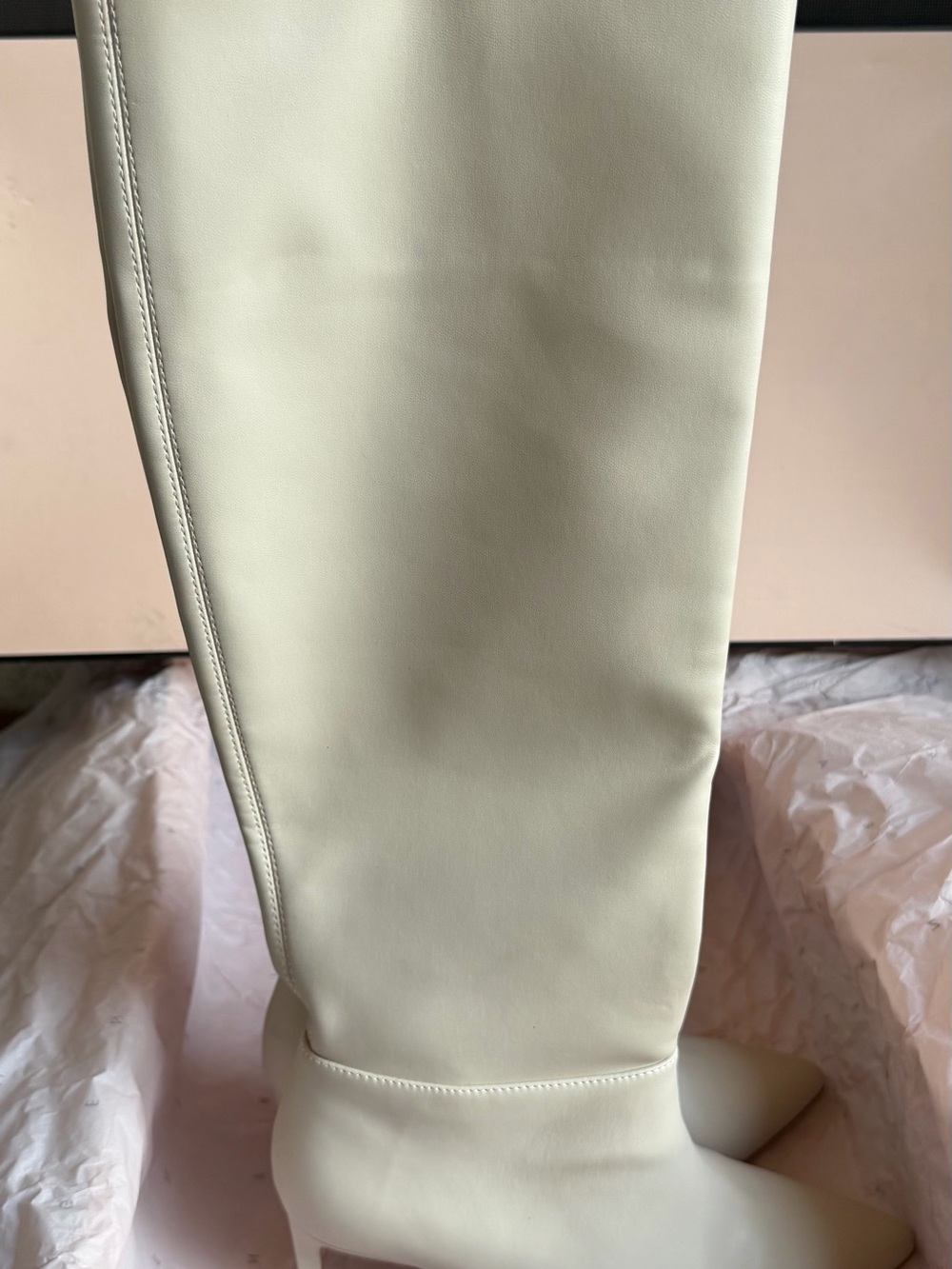 BCBGeneration Bianca Knee High Boots Ivory Cream Pointed Toe Size 8 - Picture 9 of 11